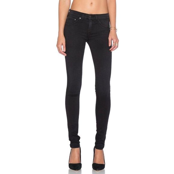 Rag & Bone Mid-Rise Legging Jean Stretch Night Wash Charcoal Grey Black 28 - Picture 10 of 10